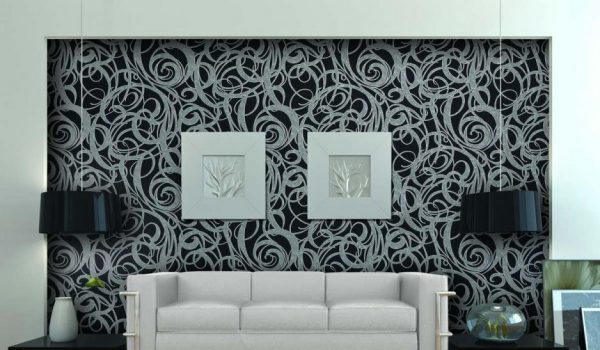 Как оформить стены в квартире в черно-белые тона: обои для интерьера с черными узорами или темное контрастное полотно