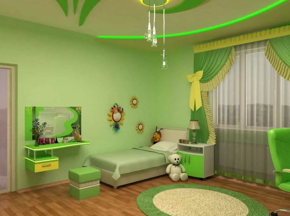 Варианты оформления комнаты обоями зеленых цветов